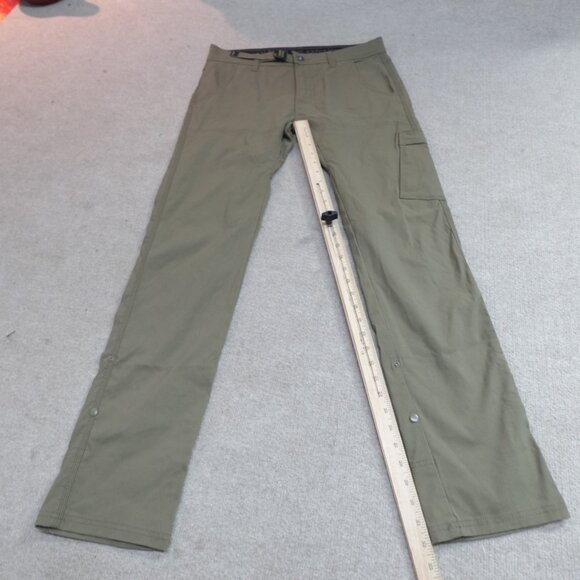 Prana Brion Pants 32 x 32 Green Gray Solid Chino Straight - Picture 2 of 12